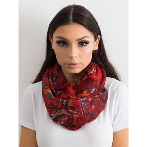 Airy, dark red scarf with a folk pattern vyobraziť