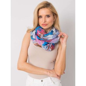 Ladies' blue and purple scarf with colorful prints vyobraziť