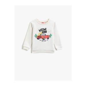 Koton Baby Boy White Printed Crew Neck Long Sleeve Sweatshirt vyobraziť