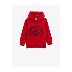Koton Boy Red Cotton Hooded Long Sleeve Printed Sweatshirt vyobraziť
