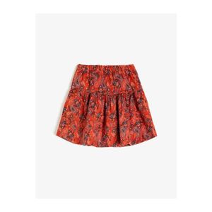 Koton Girl Claret Red Cotton Patterned Regular Waist Skirt vyobraziť