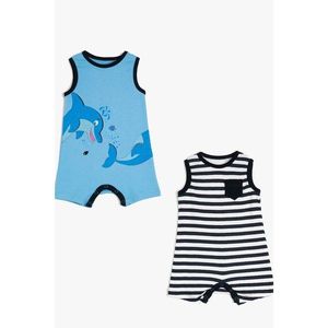 Koton Baby Boy 2-Piece Printed Striped Snap-On Jumpsuit Set vyobraziť