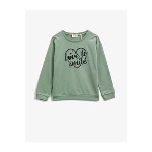 Koton Girl's Green Cotton Printed Long Sleeve Sweatshirt vyobraziť
