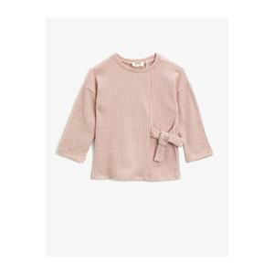 Koton Girl's Pink Velvet Bow Long Sleeve Crew Neck Sweatshirt vyobraziť