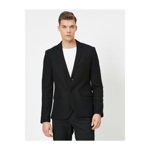 Koton Men's Black Pocket Detailed Button Blazer Jacket vyobraziť
