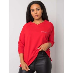 Red plus size V-neck sweatshirt vyobraziť