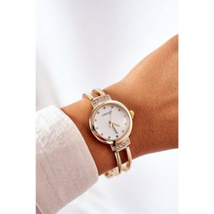 Small Watch On Bracelet With Cubic Zirconia ERNEST Gold vyobraziť