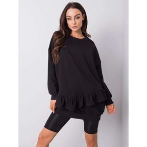 Black cotton sweatshirt with frills vyobraziť