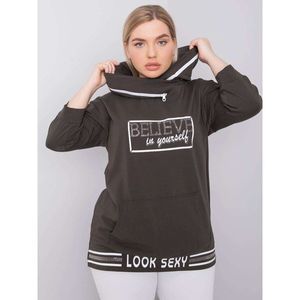Dark khaki plus size sweatshirt with an applique vyobraziť