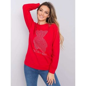 Women's red sweatshirt with an application vyobraziť
