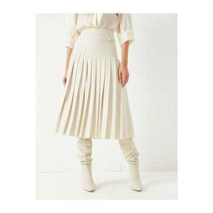 Koton Women's Ecru Pleated Skirt vyobraziť