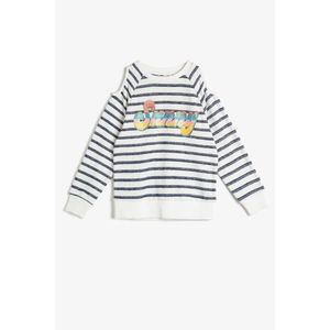 Koton Girls' Striped Soft Sweatshirt Fabric Open Shoulder Glittery Printed Sweatshirt vyobraziť