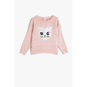 Koton Baby Girl Applique Bicycle Collar Pink Sweater vyobraziť