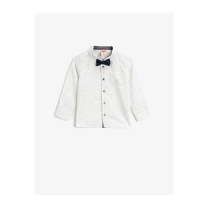 Koton Boys White Cotton Bow tie Pockets Classic Collar Long Sleeve Shirt vyobraziť