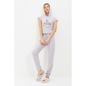Trendyol Gray Hooded Knitted Pajamas Set vyobraziť
