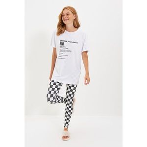 Trendyol Black and White Printed Knitted Pajamas Set vyobraziť