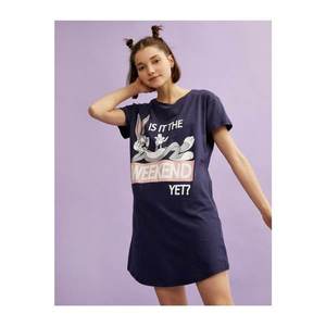 Koton Women's Navy Blue Bugs Bunny Nightgown vyobraziť
