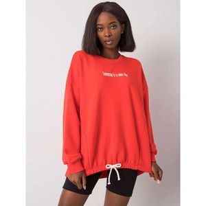 Women's red sweatshirt without a hood vyobraziť