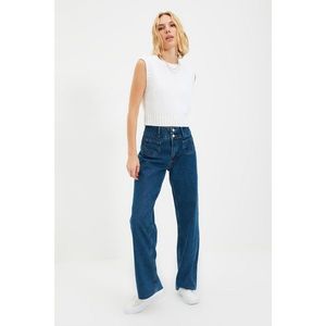 Trendyol Blue 100% Organic Cotton Pocket Detailed High Waist Wide Leg Jeans vyobraziť