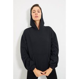Trendyol Black Basic Sport Sweatshirt with Ruffled Sleeves vyobraziť