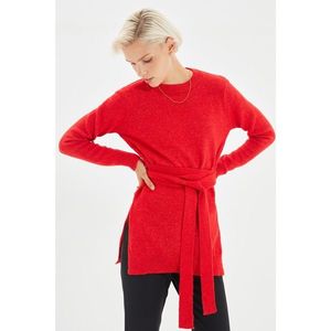 Trendyol Red Long Tie Detailed Knitwear Sweater vyobraziť