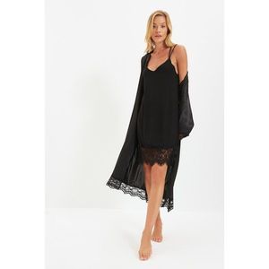 Trendyol Black Lace Detailed Woven Nightgown vyobraziť
