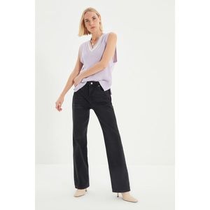 Trendyol Black Ripped Detailed High Waist Wide Leg Jeans vyobraziť