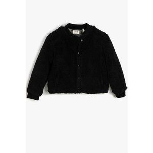 Koton Boys Black Plush Bomber Collar Buttoned Sweatshirt vyobraziť