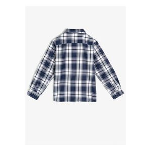 Koton Boy's Navy Blue Classic Collar Long Sleeve Checked Shirt vyobraziť
