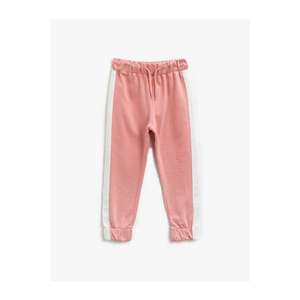 Koton Girl Pink Cotton Striped Elastic Waist Sweatpants vyobraziť