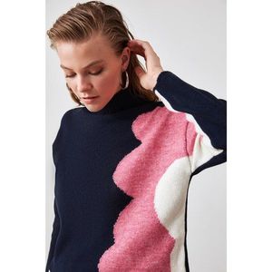 Trendyol Navy Patterned Knitwear Sweater vyobraziť