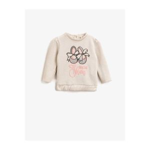 Koton Baby Girl Ecru Silvery Printed Crew Neck Long Sleeve Sweatshirt vyobraziť