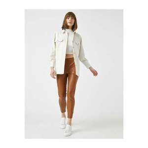 Koton Women's Brown Leather Look Trousers vyobraziť