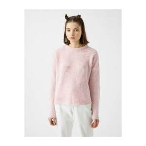 Koton Women's Pink Crew Neck Long Sleeve Knitwear Sweater vyobraziť