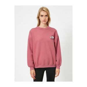 Koton Women's Pink Crew Neck Animal Print Long Sleeve Sweatshirt vyobraziť