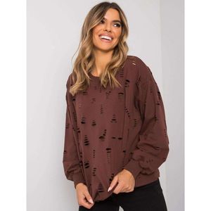 Dark brown women's sweatshirt without a hood vyobraziť