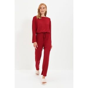 Trendyol Claret Red Knitted Pajamas Set vyobraziť