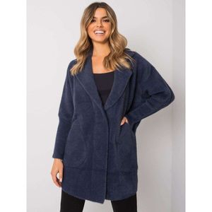 Dark blue fluffy alpaca coat vyobraziť