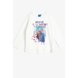 Koton Ecru Girl's Frozen Printed T-Shirt vyobraziť