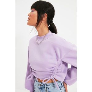 Trendyol Lilac Ruffle Detailed Crop Knitted Sweatshirt vyobraziť
