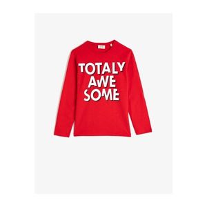 Koton Boy Red Cotton Long Sleeve Crew Neck Printed T-Shirt vyobraziť