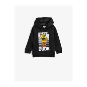 Koton Kids Black Hoodie Printed Long Sleeve Sweatshirt vyobraziť