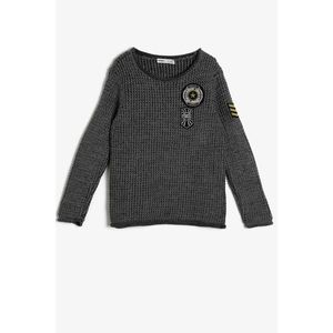Koton Gray Boy Embroidered Sweater vyobraziť