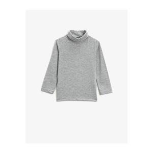 Koton Girls' Gray Stand Up Collar Basic Long Sleeve T-Shirt vyobraziť