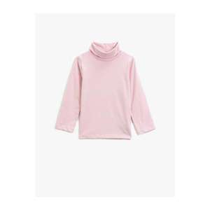 Koton Girl's Pink Stand-Up Collar Basic Long Sleeve T-Shirt vyobraziť