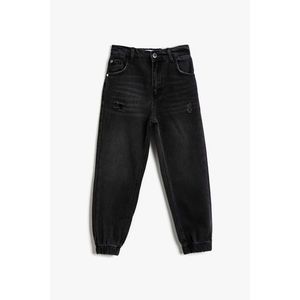 Koton Girl's Ripped Jeans Trousers Elastic Cotton Black Black vyobraziť