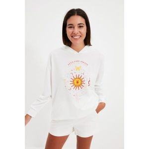 Trendyol Ecru Astrological Printed Sweatshirt Dress vyobraziť