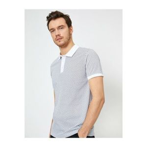 Koton Men's Gray Polo Neck Geometric Patterned Slim Fit T-Shirt vyobraziť