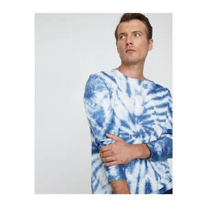 Koton Men's Navy Blue Patterned Sweatshirt vyobraziť