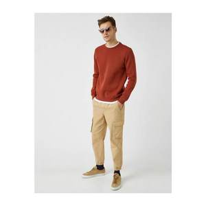 Koton Men's Red Cotton Crew Neck Basic Long Sleeve Sweatshirt vyobraziť